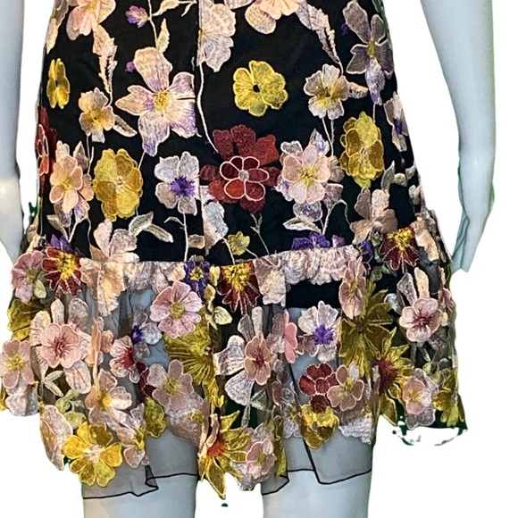 NWT Milly Yasmin Multi 3D Floral Embroidery Dress - Sz 0 - Picture 6 of 11
